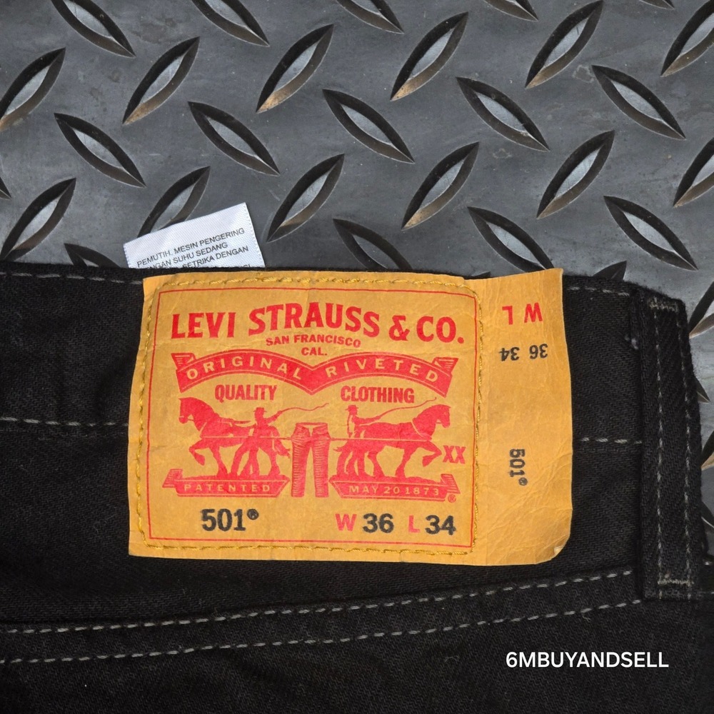 Levis 501 Original Fit Mens Black Straight Leg Button Fly Jeans 36x34 00501-0660 - Picture 5 of 16
